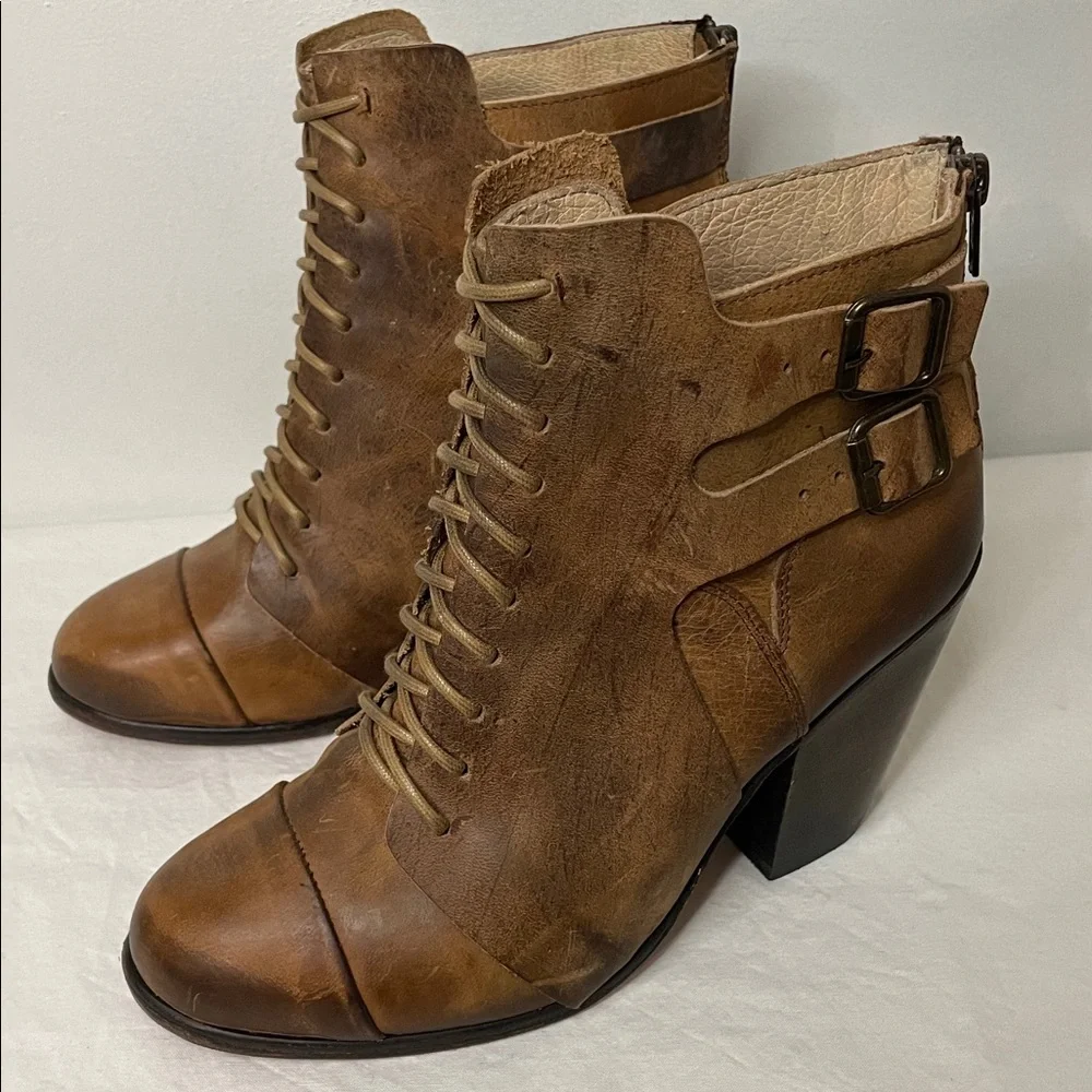 Freebird by Steven Malry Boho Brown Leather Lace Up Ankle Booties Heel Boots 9